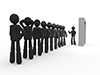 Line up for popular products | Procession | Long snake-pictogram | Person illustration | Free
